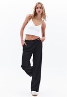 Bayan Siyah Modal Yüksek Bel Straight-Fit Pantolon
