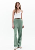 Bayan Yeşil Modal Yüksek Bel Straight-Fit Pantolon