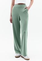 Bayan Yeşil Modal Yüksek Bel Straight-Fit Pantolon
