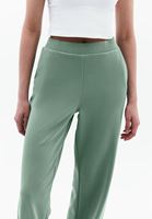 Bayan Yeşil Modal Yüksek Bel Straight-Fit Pantolon