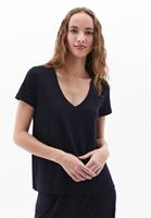 Women Black V-neck Tshirt