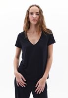 Women Black V-neck Tshirt