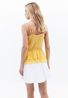 Women Yellow Wrap Neck Strappy Blouse