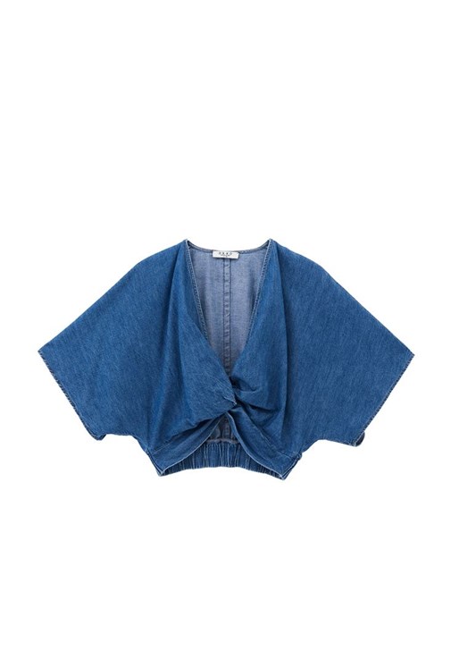 Denim Bluz ve Culotte Denim Pantolon Kombini