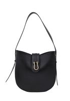 Women Black Shoulder Bag with Buckle Detail