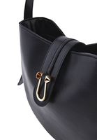 Women Black Shoulder Bag with Buckle Detail