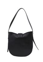 Women Black Shoulder Bag with Buckle Detail