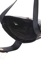 Women Black Shoulder Bag with Buckle Detail