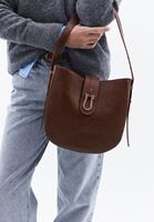 Women Brown Shoulder Bag with Buckle Detail