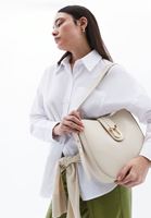 Women Cream Shoulder Bag with Buckle Detail