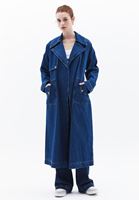 Women Blue Oversize Trenchcoat with Belt