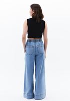 Bayan Mavi Yüksek Bel Wide-Leg Pantolon