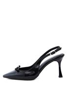 Women Black Stiletto with Bow Detail