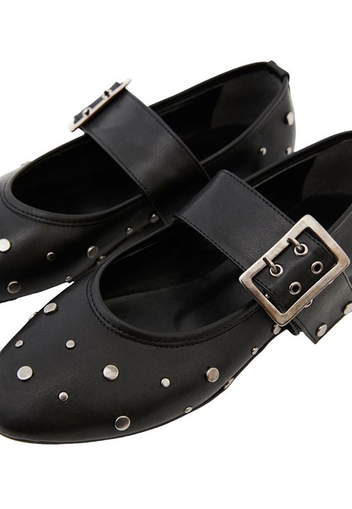Black Stud Detail Ballet Flats Online Shopping | OXXOSHOP