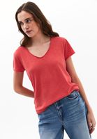 Women Pink Cotton V-Neck T-Shirt