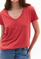 Women Pink Cotton V-Neck T-Shirt