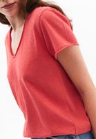 Women Pink Cotton V-Neck T-Shirt