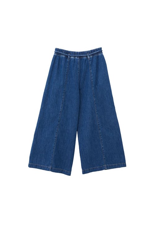 Yüksek Bel Denim Pantolon ve Denim Bluz Kombini