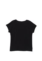 Women Black V-neck Linen Tshirt