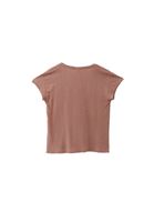 Women Brown V-neck Linen Tshirt