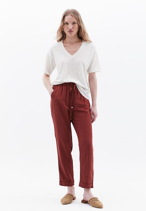 Keten Oversize Tişört ve Pantolon Kombini