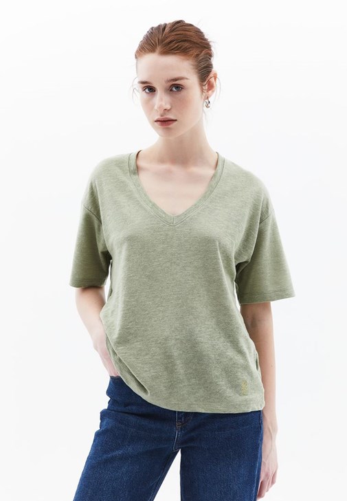 Oversize Keten Tişört ve Pantolon Kombini