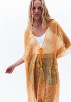 Bayan Sarı Desenli Kimono