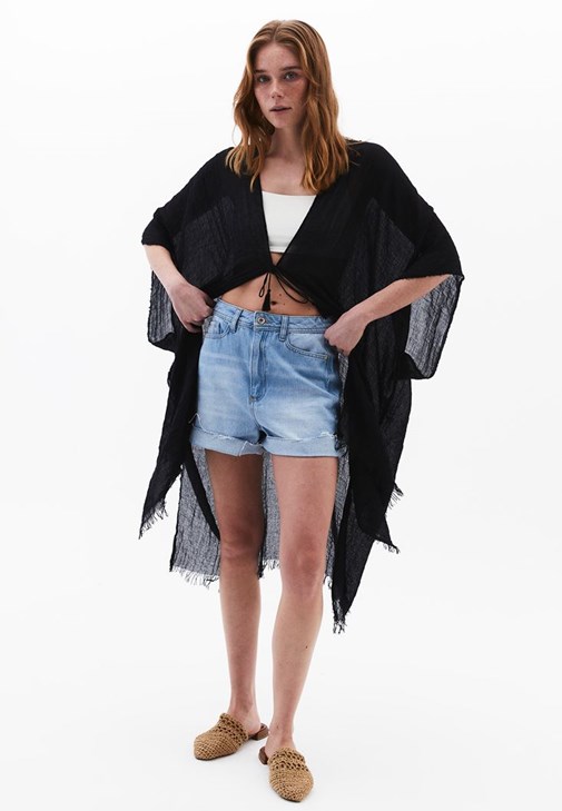 Basic Kimono ve Mini Etek Kombini
