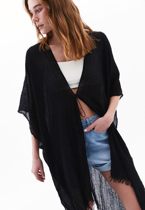 Basic Kimono ve Mini Etek Kombini