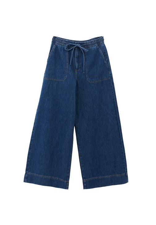 Yüksek Bel Wide-Leg Pantolon ve Bağcıklı Bluz Kombini