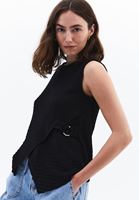 Women Black Modal Accessory Detailed Blouse