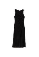 Women Black Maxi Dress with Pleated Details