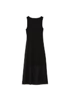 Women Black Maxi Dress with Pleated Details