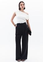 Bayan Siyah Modal Ultra Yüksek Bel Straight-Fit Pantolon