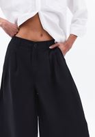 Bayan Siyah Modal Yüksek Bel Culotte Pantolon