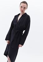 Women Black Midi Dress with Belt Detail