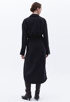 Women Black Midi Dress with Belt Detail