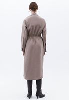 Women Brown Midi Dress with Belt Detail