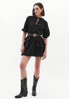 Women Black Modal Ruffled Mini Dress