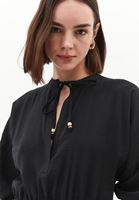 Women Black Modal Ruffled Mini Dress