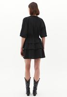 Women Black Modal Ruffled Mini Dress