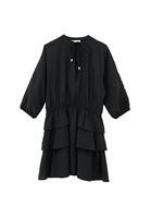 Women Black Modal Ruffled Mini Dress