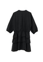 Women Black Modal Ruffled Mini Dress