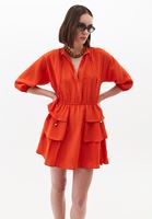 Women Orange Modal Ruffled Mini Dress