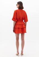 Women Orange Modal Ruffled Mini Dress