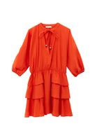 Women Orange Modal Ruffled Mini Dress