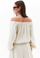 Women Beige Balloon Sleeve Blouse