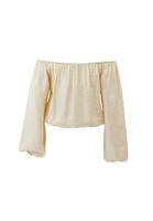 Women Beige Balloon Sleeve Blouse