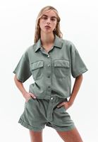 Bayan Yeşil Cepli Oversize Gömlek ( TENCEL™ )
