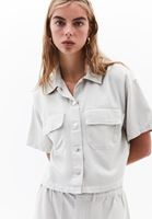 Bayan Krem Cepli Oversize Gömlek ( TENCEL™ )
